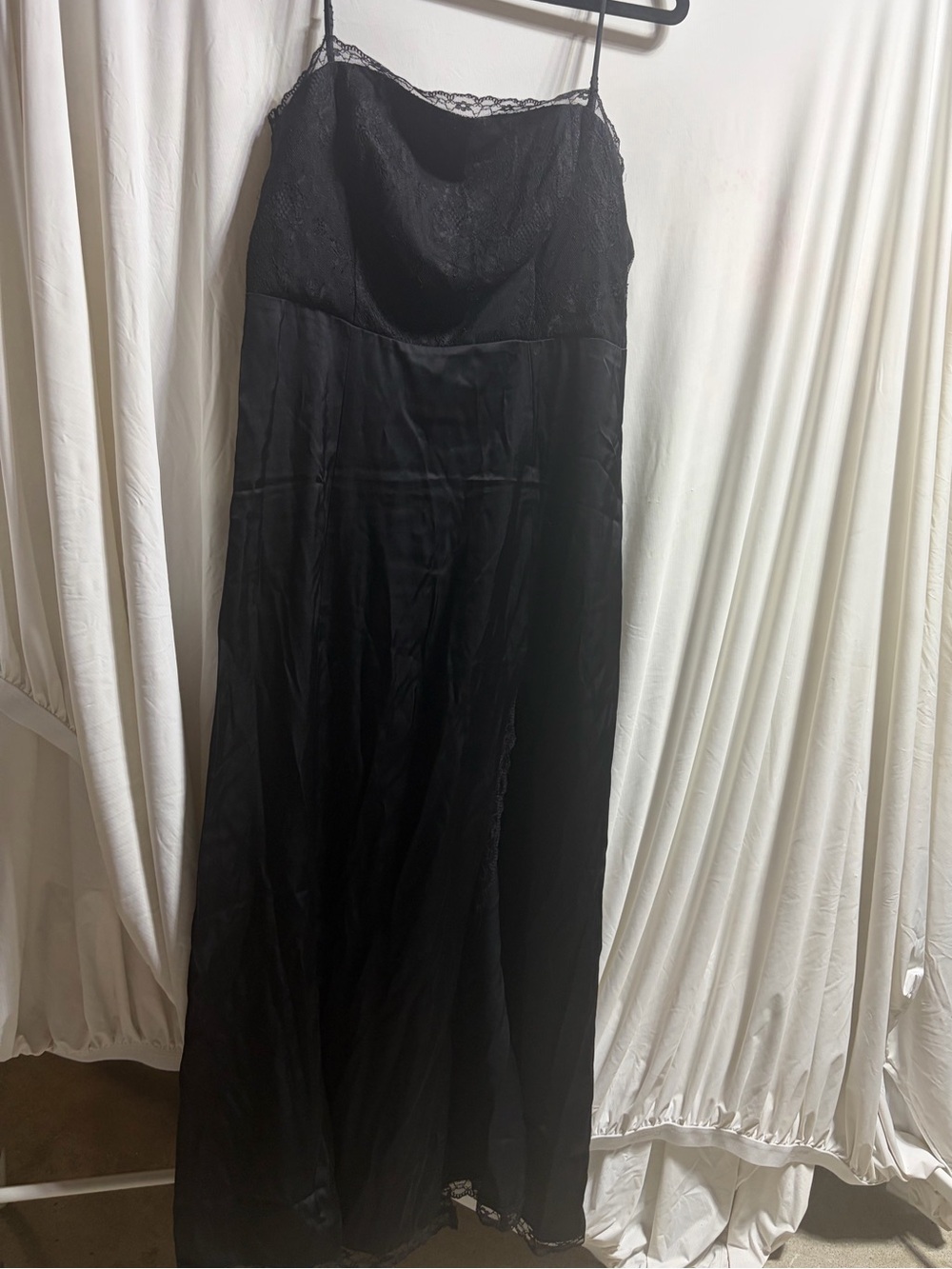 Abercrombie & Fitch Black Lace-Trim Maxi Slip Dress